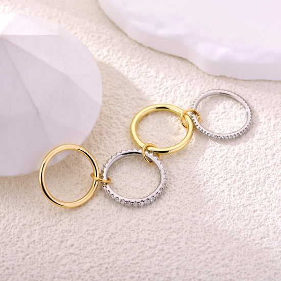 Canboer ring set — 14K gold plated interlocked stackable rings for women