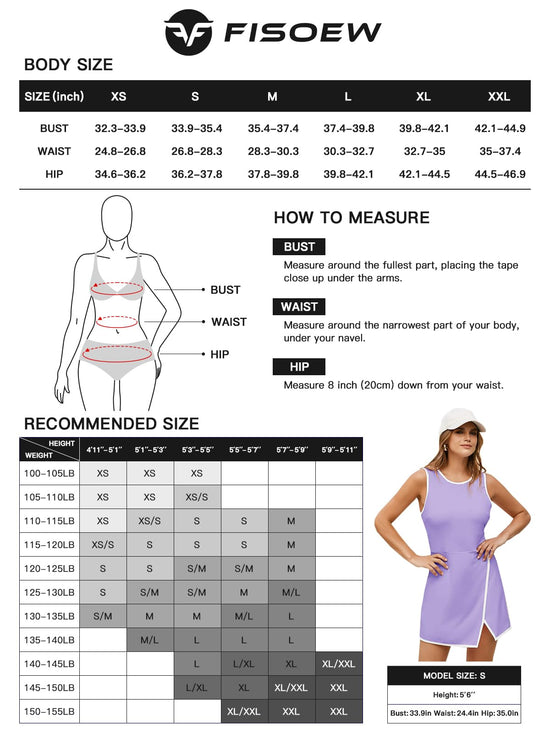 Fisoew women's workout dress — built-in bra and shorts pockets