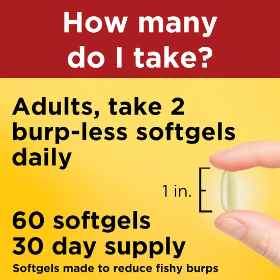 Nature Made fish oil omega 3 supplements - Extra strength burp less formula 60 softgels 30 day supply
