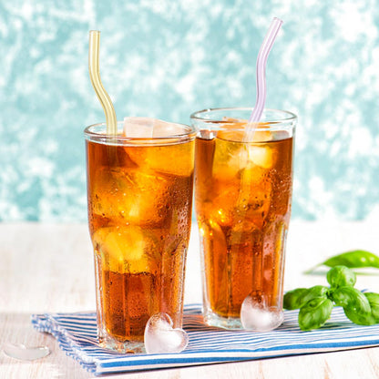 Drinking straw — Reusable colorful glass straws with cleaner brushes