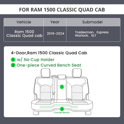 EKR Ram 1500 seat covers — Custom fit waterproof faux leather for trucks
