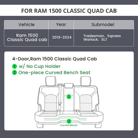 EKR Ram 1500 seat covers — Custom fit waterproof faux leather for trucks