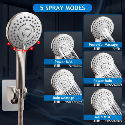 Showerhead — High pressure rain shower head with adjustable arm and handheld combo