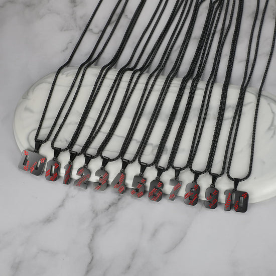 AIAINAGI baseball number necklace — stainless steel chain pendant for men athletes