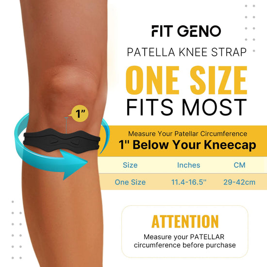 Fit Geno Knee Strap Patella Support: Knee Band for Patellar Tendon Pain Relief - Knee Brace for Tendonitis Jumpers Running Sports Basketball Men Women 2 Packs (Black)