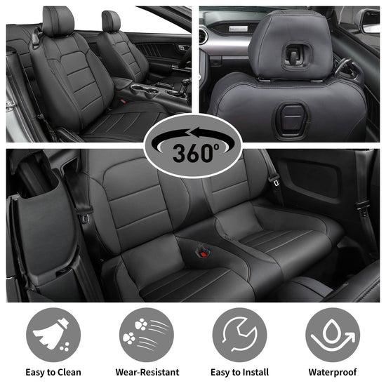 Vehicle seat cover — Custom fit faux leather for 2015-2026 Ford Mustang Fastback