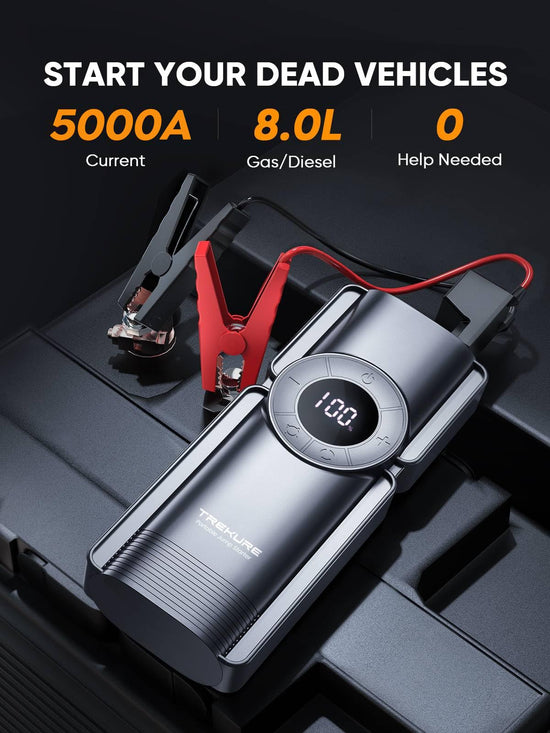 TREKURE jump starter with air compressor and 5000A battery pack