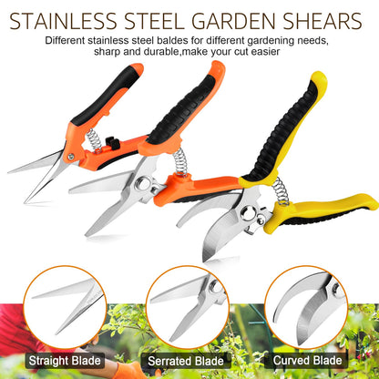 Garden shear scissors — Stainless steel blades handheld pruners set by Wevove