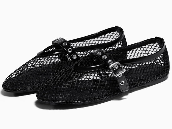 Coutgo womens mesh ballet flats - Comfortable Mary Jane style shoes with buckle strap
