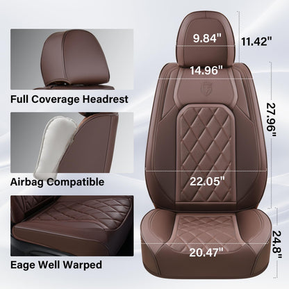 Coverado vehicle seat cover — luxury faux leather, waterproof, universal fit, brown