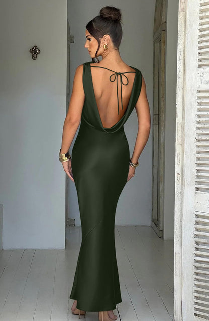 Dress — Elegant sleeveless high neck tie maxi dress by Memoriesea