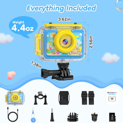Camera — 99FT waterproof with flip lens and 32GB card for kids by GKTZ