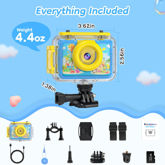 Camera — 99FT waterproof with flip lens and 32GB card for kids by GKTZ