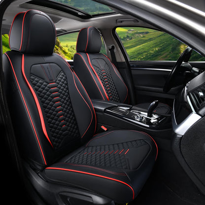Coverado seat covers - waterproof nappa leather for 5-seat cars in black and red