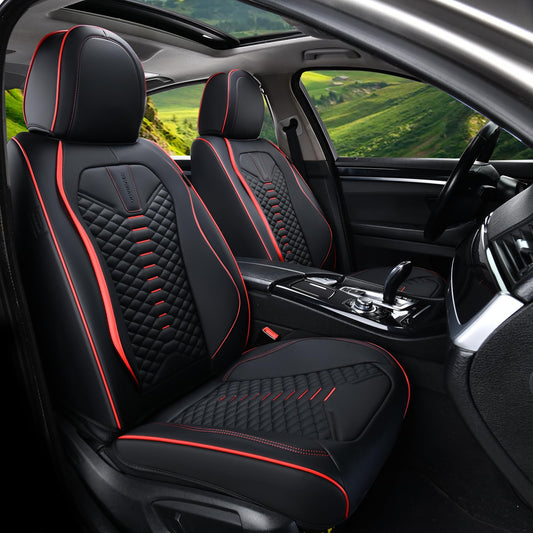 Coverado seat covers - waterproof nappa leather for 5-seat cars in black and red
