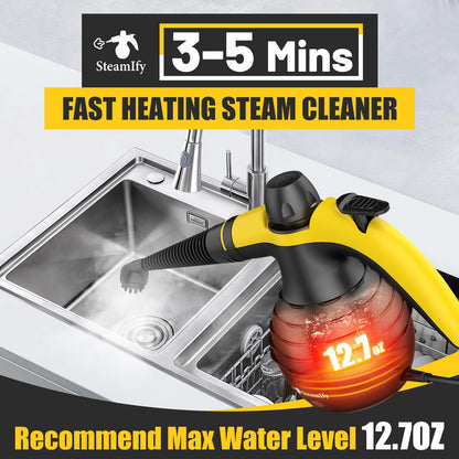 Steam cleaner — Handheld with safety lock and 10 accessories for versatile use