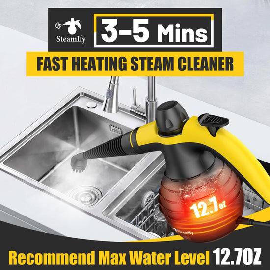 Steam cleaner — Handheld with safety lock and 10 accessories for versatile use