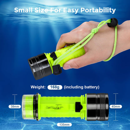 BlueFire rechargeable diving flashlight — 1500 lumen underwater light with 3 modes