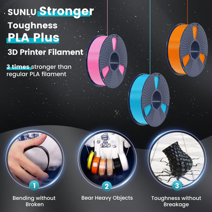 SUNLU PLA Plus filament - 1.75mm black 1kg spool with dimensional accuracy +/- 0.02 mm