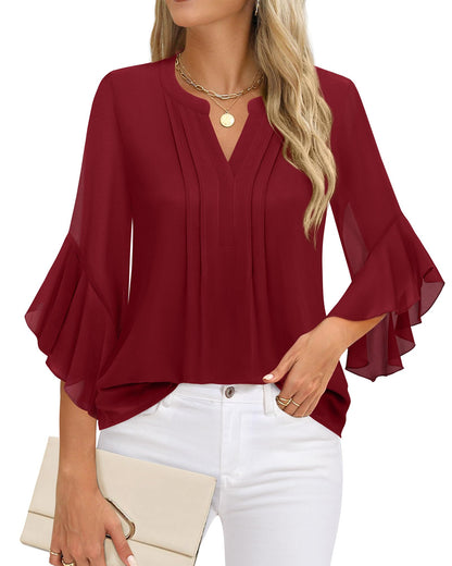 Timeson women's 3/4 sleeve dressy casual shirt - elegant design