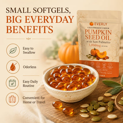 Everly Pumpkin Seed Oil with Saw Palmetto, 180 SOFTGELS (1PCS)