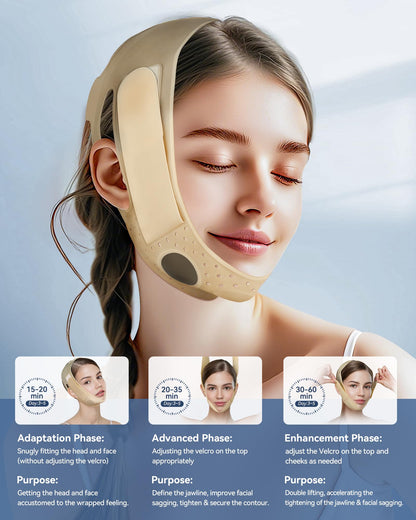 Reusable V Line Silicone Face Strap, Soft Silicone Chin Strap for Women 23-27 Inches yellow