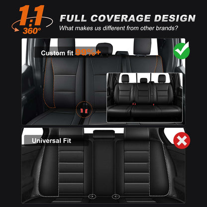 AOMSAZTO vehicle seat covers - Custom fit faux leather for Ford F150 and Super Duty crew cabs 2015-2026