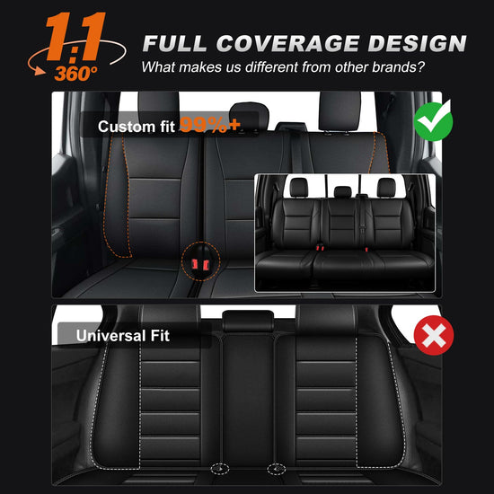 AOMSAZTO vehicle seat covers - Custom fit faux leather for Ford F150 and Super Duty crew cabs 2015-2026