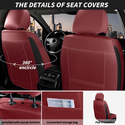 Arazi 5 seat covers — full coverage leather for 5 seats in black and red