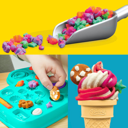 Play-Doh ice cream playset with pretend kitchen accessories for kids 3 and up