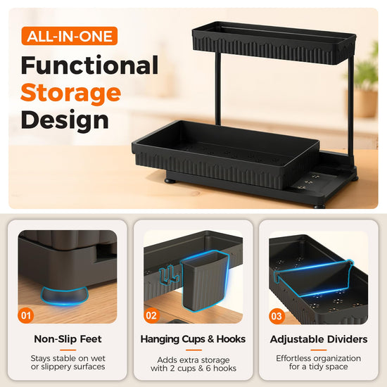 Sevenblue caddy — 3 pack multi-purpose pull-out organizers for bathroom and kitchen