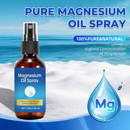 Magnesium Spray, Pure Magnesium Oil Spray for Feet, Leak-Proof Portable Package, Magnesium Oil Body Care Natural Formula, Easy to Absorb and Soothe, 3.9 fl oz
