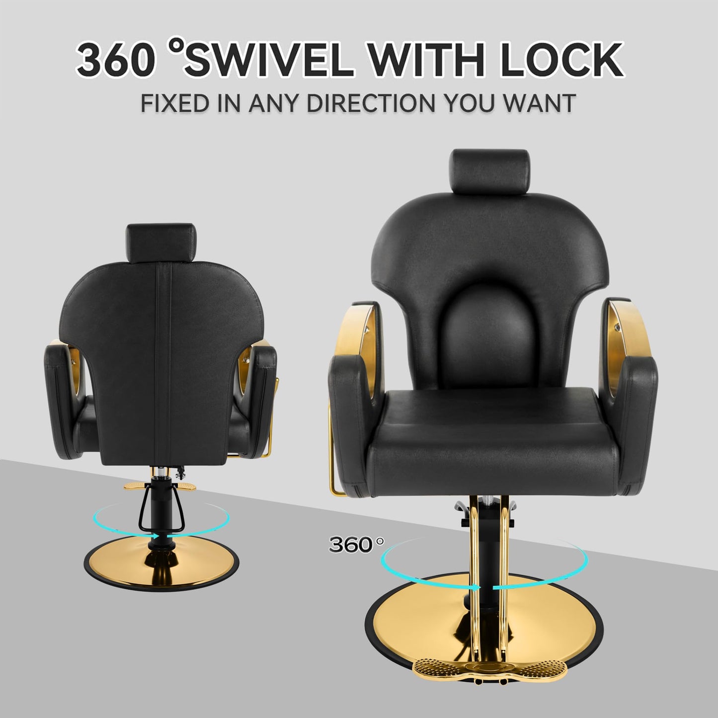 Dangvivi Barber Salon Chair for Hair Stylist,Height Adjustable Hair Chair with Professional Hydraulic PUM,Multi-Function Shampoo Tattoo Beauty Salon Hairdresser Armchair for Barbershop(Black)