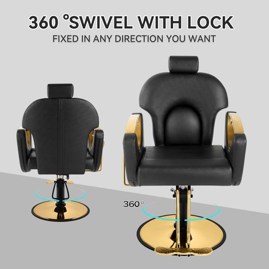 Dangvivi Barber Salon Chair for Hair Stylist,Height Adjustable Hair Chair with Professional Hydraulic PUM,Multi-Function Shampoo Tattoo Beauty Salon Hairdresser Armchair for Barbershop(Black)