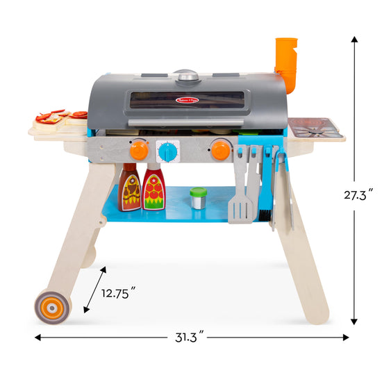 Melissa & Doug pretend play toy — deluxe wooden barbecue grill and pizza oven