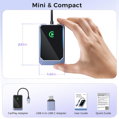 TERUNSOUl wireless carPlay adapter — convert wired to wireless with easy setup