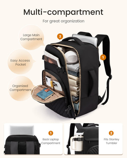 LOVEVOOK travel backpack - large airline approved carry on for personal items