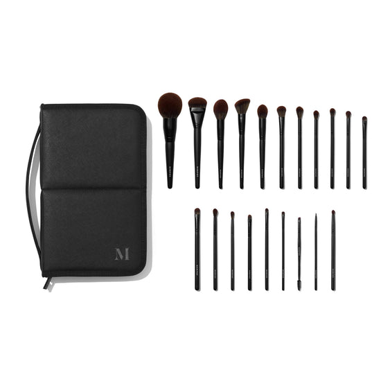 Morphe makeup brushes — 20 piece set with synthetic bristles and case