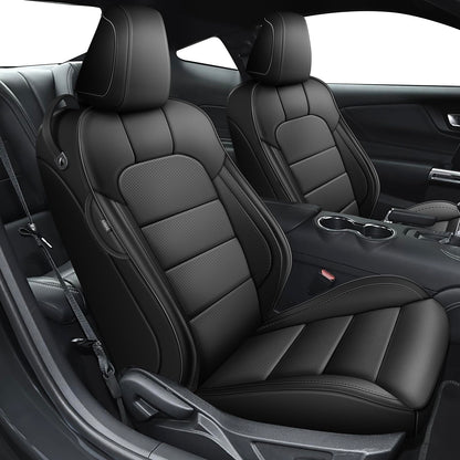 AOMSAZTO vehicle seat cover - Custom fit faux leather black for Ford Mustang 2015-2026