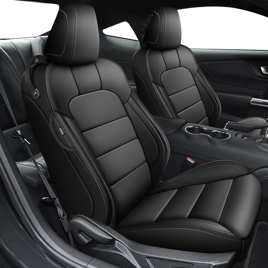 AOMSAZTO vehicle seat cover - Custom fit faux leather black for Ford Mustang 2015-2026