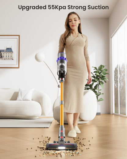Cordless vacuum cleaner — 600W power with 65 minutes runtime and LED display