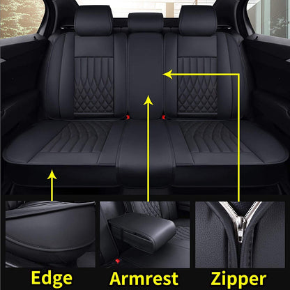 Aierxuan vehicle seat covers - universal fit with waterproof leather in black