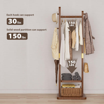 Taitiy clothes rack — freestanding design with shelves and hooks for storage