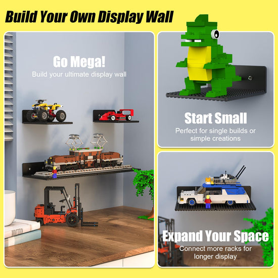 BlissBox shelf — Floating design compatible with Lego building bricks, 9-pack set