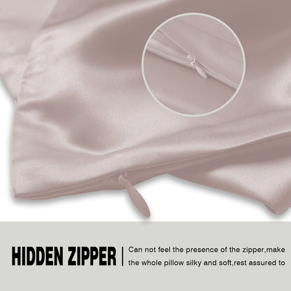 Mulberry Silk Pillowcase for Hair and Skin Silk Pillow Cases with Hidden Zipper Soft Breathable Smooth Cooling Silk Satin Pillow Cases for Sleeping