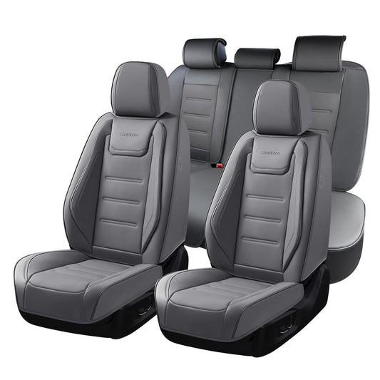 Coverado car seat covers - waterproof leather seat protectors in gray