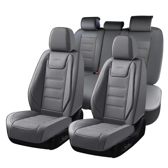 Coverado car seat covers - waterproof leather seat protectors in gray