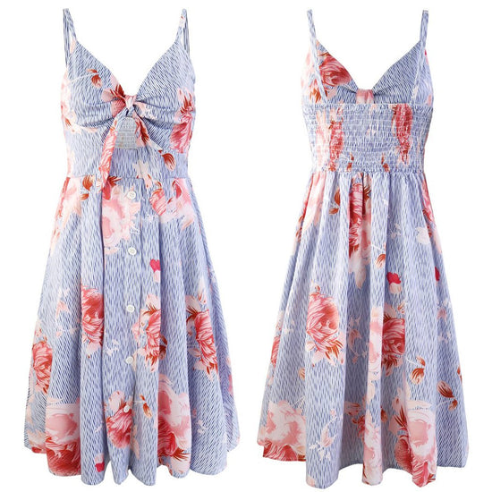 ECOWISH dress with tie front and backless design