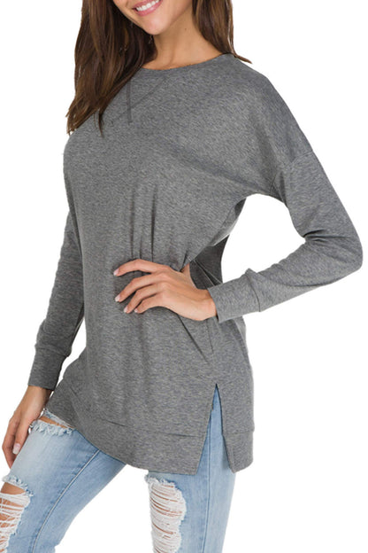 levaca women's long sleeve pullover tunic top with side split detail