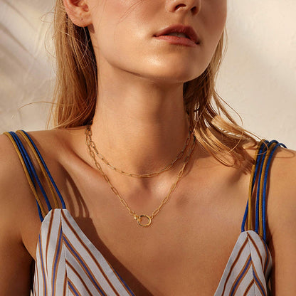 LANE WOODS paperclip necklace — 14K gold plated dainty link chain jewelry for women